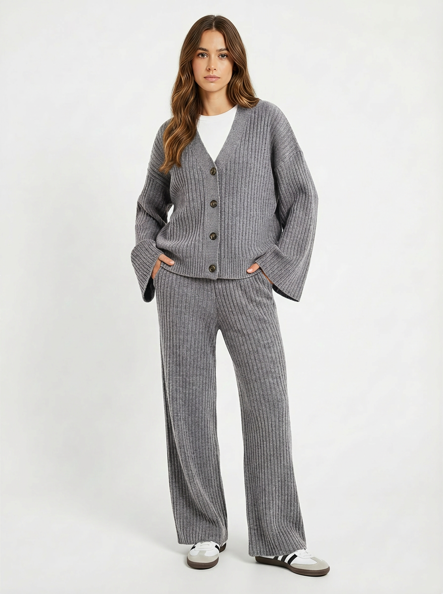 Hamsa Beige Ribbed set