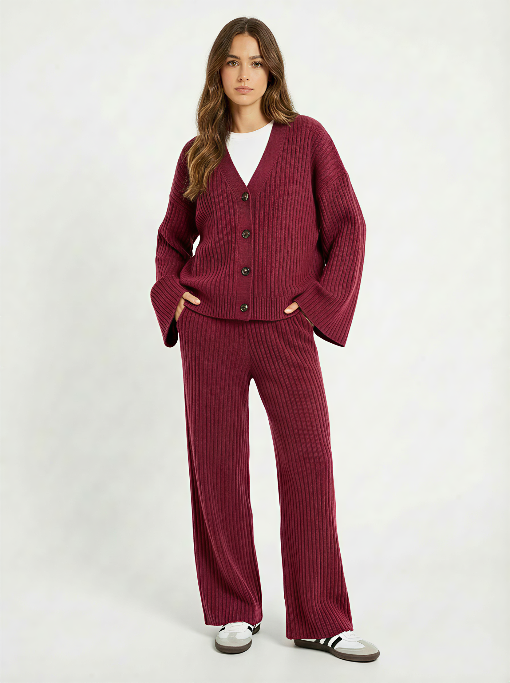 Hamsa Brown Ribbed set