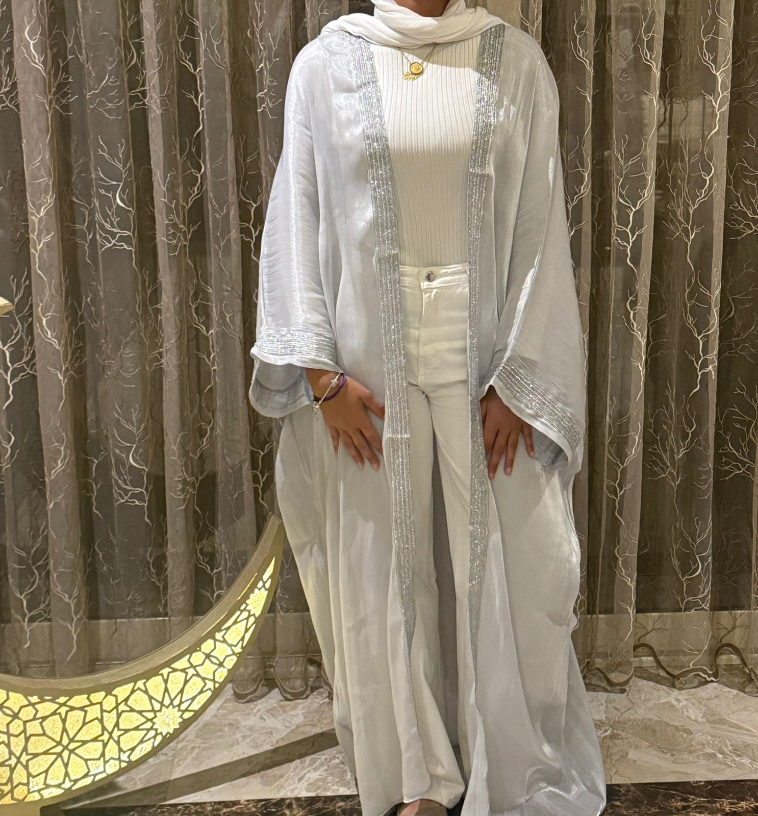 Hamsa Silver Aya Kaftan